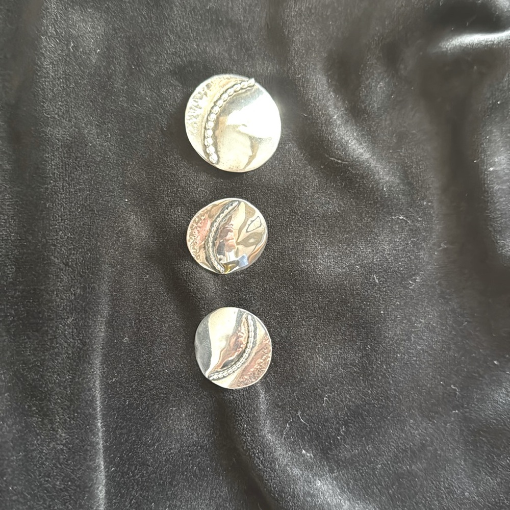 Round Sterling Silver Earrings  Pin Set